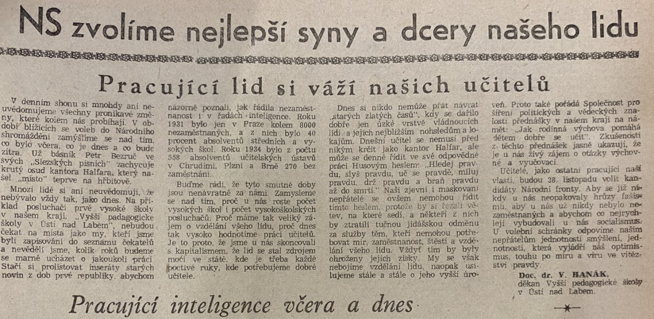 Pracující lid si váží našich učitelů